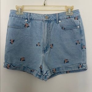 High waisted denim shorts